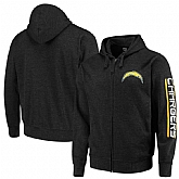 Men's Los Angeles Chargers G III Sports by Carl Banks Post Route Full Zip Hoodie Charcoal,baseball caps,new era cap wholesale,wholesale hats